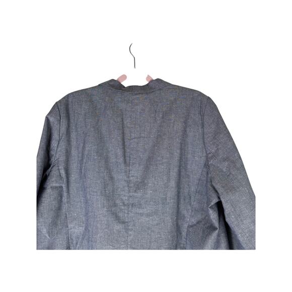 J Crew Gray Cotton Linen Preppy Single Breast Long Roll Cuff Blazer Size 20 - Picture 6 of 10